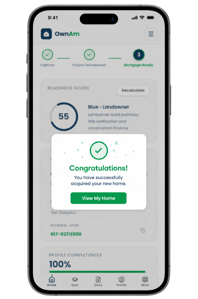 OwnAm Mortgage Access Passport Certificate Mockup